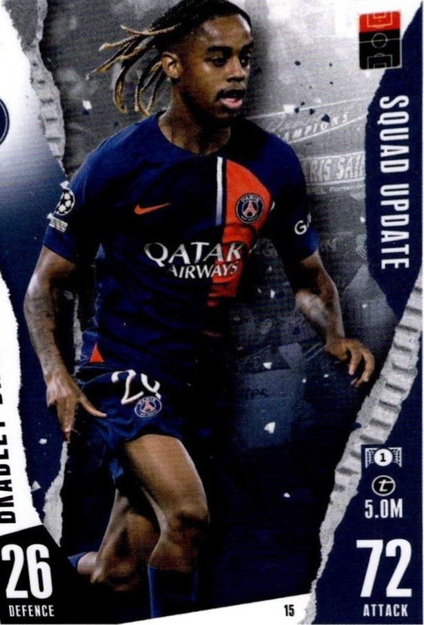 Bradley Barcola 2023 Topps Match Attax UEFA Club Competitions Extra