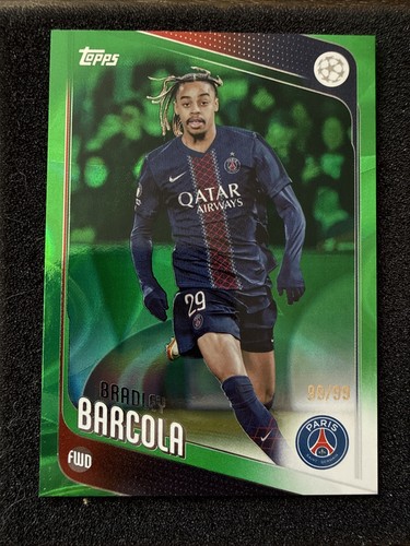 Bradley Barcola 2025 Topps UEFA Club Competitions Green Raindrop /99