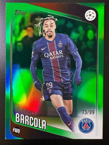 Bradley Barcola 2025 Topps UEFA Club Competitions Green Refractor /99
