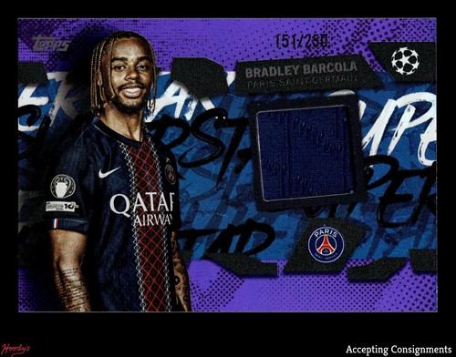 Bradley Barcola 2025 Topps UEFA Club Superstar Purple Foil /250