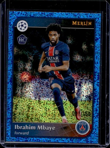 Brahim Mbaye 2024 Topps Merlin Chrome UEFA Blue Speckle Refractor /150