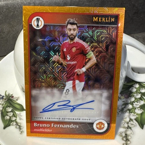 Bruno Fernandes 2024 Topps Merlin Chrome Orange Mojo /25