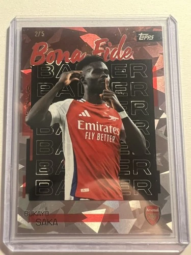 Bukayo Saka 2025 Topps Arsenal Team Set Cracked Ice /5