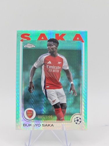 Bukayo Saka 2024 Topps Chrome Aqua Prism Refractor /199