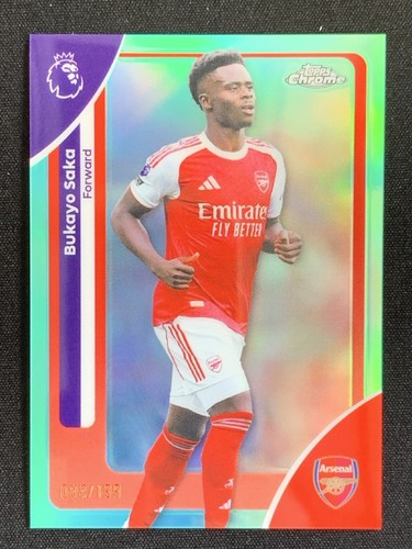 Bukayo Saka 2025 Topps Chrome Aqua Refractor /199