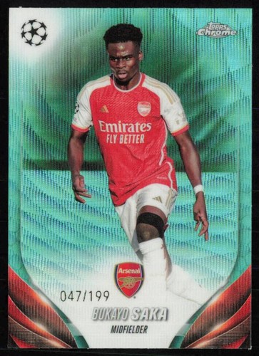 Bukayo Saka 2024 Topps Chrome Aqua Wave Refractor /199