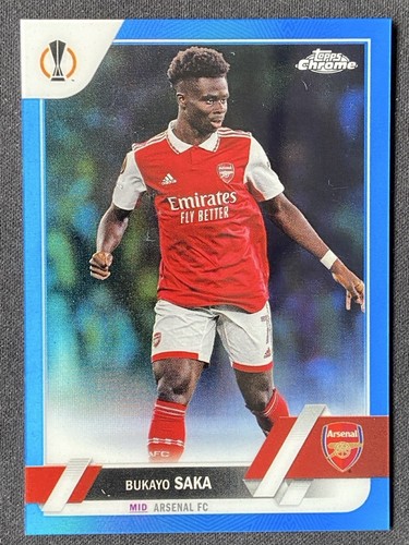 Bukayo Saka 2023 Topps Chrome Blue Refractor /150