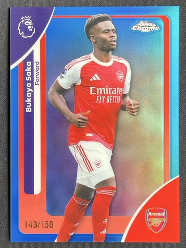 Bukayo Saka 2025 Topps Chrome Blue Refractor /150