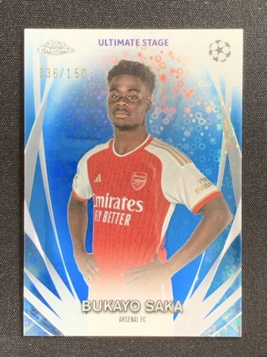 Bukayo Saka 2023 Topps Chrome Blue Refractor /150