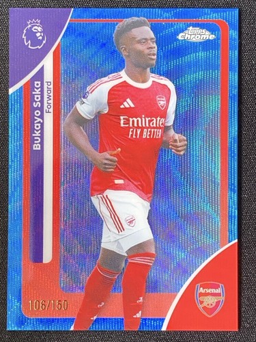 Bukayo Saka 2026 Topps Chrome Blue Wave /150