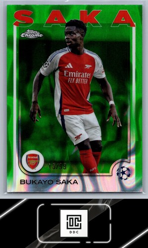 Bukayo Saka 2024 Topps Chrome Green Lava Refractor /99
