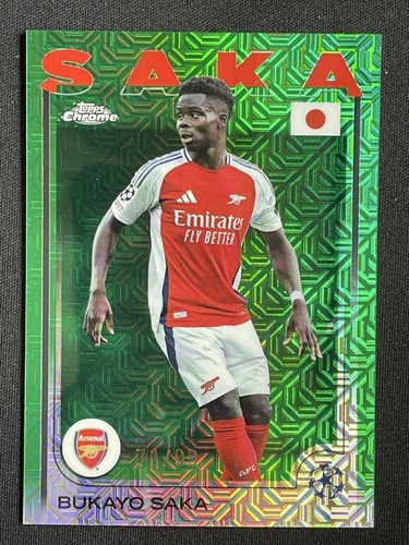 Bukayo Saka 2024 Topps Chrome Green Mojo /99