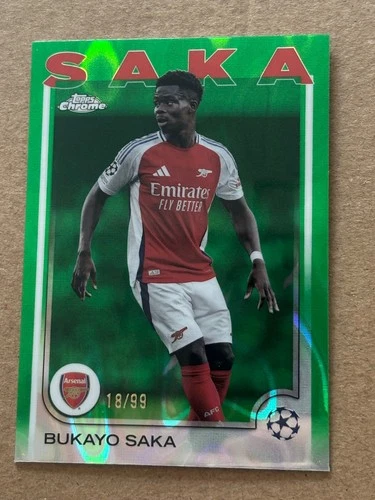 Bukayo Saka 2024 Topps Chrome Green Refractor /99