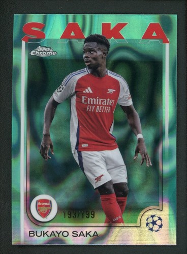 Bukayo Saka 2025 Topps Chrome Lava Aqua /199