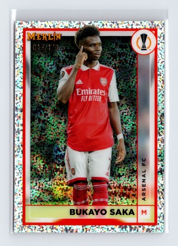 Bukayo Saka 2022 Topps Chrome Merlin Speckle /150