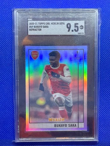 Bukayo Saka 2020 Topps Chrome Merlin UEFA Refractor
