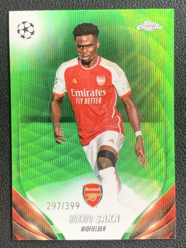 Bukayo Saka 2023 Topps Chrome Neon Green Wave Refractor /399