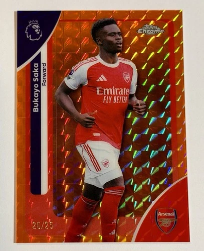 Bukayo Saka 2025 Topps Chrome Orange Geometric /25