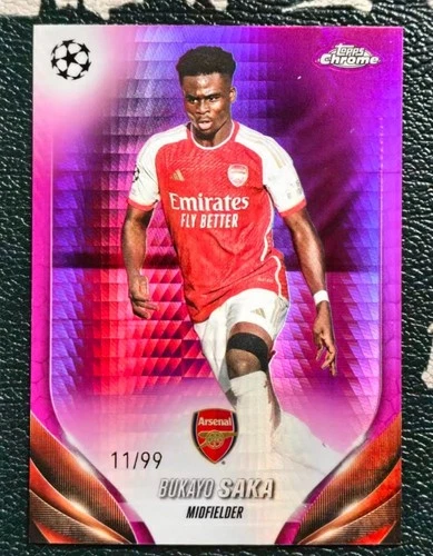 Bukayo Saka 2023 Topps Chrome Pink Prism Refractor /99