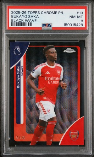 Bukayo Saka 2025 Topps Chrome Premier League Black Wave /10