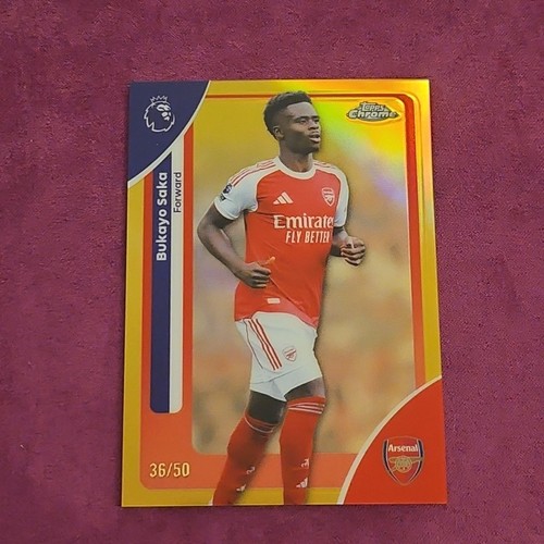 Bukayo Saka 2026 Topps Chrome Premier League Gold Refractor /50