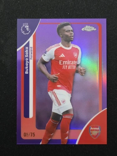 Bukayo Saka 2025 Topps Chrome Purple /75