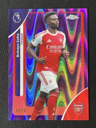 Bukayo Saka 2025 Topps Chrome Purple RayWave /75