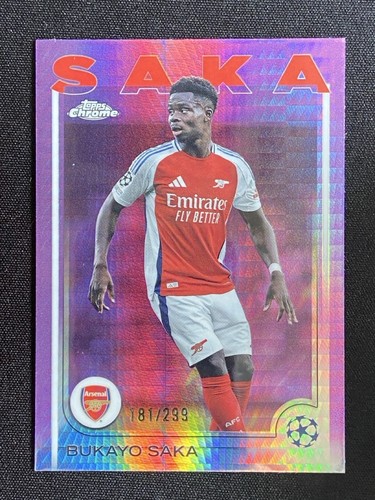 Bukayo Saka 2024 Topps Chrome Purple Refractor /299