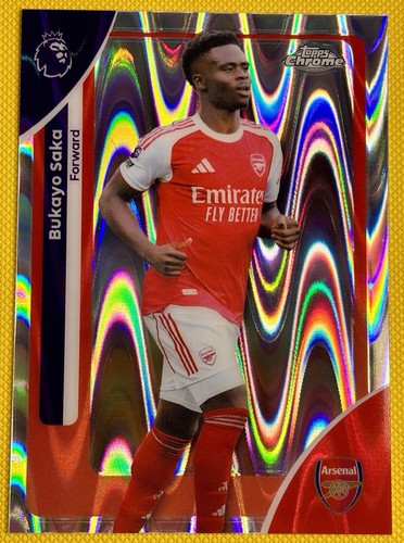 Bukayo Saka 2025 Topps Chrome RayWave Refractor /25