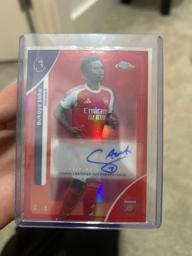 Bukayo Saka 2023 Topps Chrome Red Rainbow Refractor /5