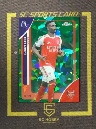 Bukayo Saka 2025 Topps Chrome Sapphire Green Refractor /99