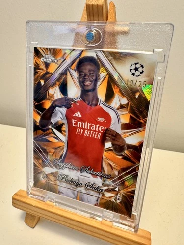 Bukayo Saka 2024 Topps Chrome Sapphire UEFA Club Sapphire /25