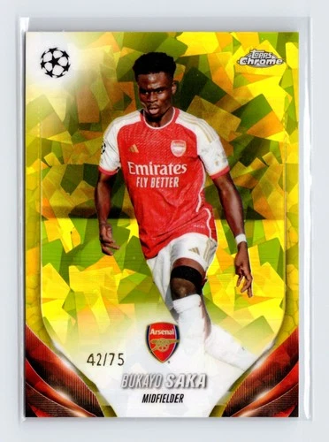 Bukayo Saka 2023 Topps Chrome Sapphire Yellow /75