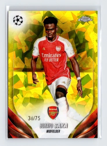 Bukayo Saka 2023 Topps Chrome Sapphire Yellow /75