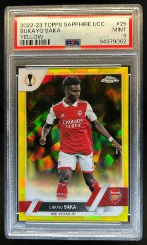 Bukayo Saka 2022 Topps Chrome Sapphire Yellow Refractor /99