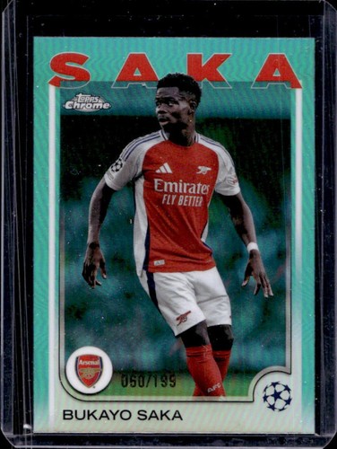 Bukayo Saka 2024 Topps Chrome UEFA Aqua Refractor /199