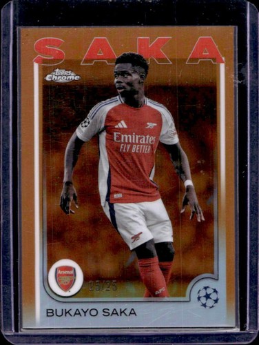 Bukayo Saka 2024 Topps Chrome UEFA Orange Refractor /25