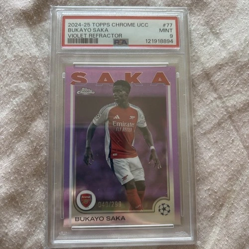 Bukayo Saka 2024 Topps Chrome UEFA Violet Prism Refractor /299