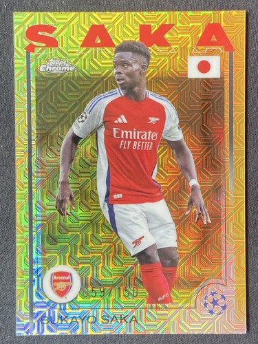 Bukayo Saka 2024 Topps Chrome Yellow Mojo /150
