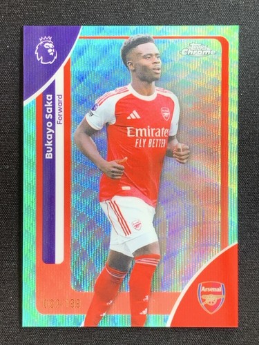 Bukayo Saka 2025 Topps Cromo Premier League Aqua Wave /199