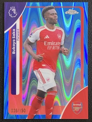 Bukayo Saka 2025 Topps Cromo Premier League Azul RayWave /150