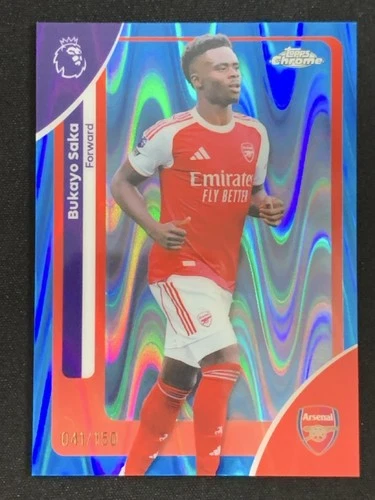 Bukayo Saka 2026 Topps Cromo Premier League Azul RayWave /150