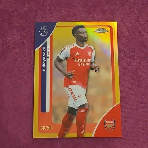 Bukayo Saka 2026 Topps Cromo Premier League Oro Refractor /50