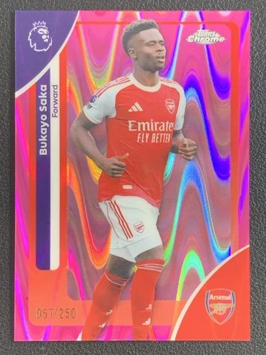 Bukayo Saka 2025 Topps Cromo Premier League Rosa RayWave /250