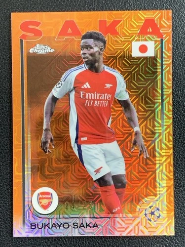 Bukayo Saka 2024 Topps Cromo UCC Edición Japón Naranja Mojo /25
