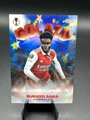 Bukayo Saka 2022 Topps Cromo UEFA Club Azul /150