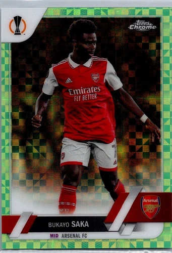 Bukayo Saka 2022 Topps Cromo UEFA Verde X Fractor /399