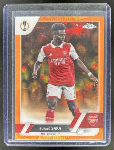Bukayo Saka 2023 Topps Cromo Zafiro UEFA Orange Refractor /50