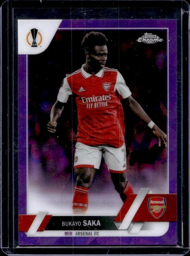 Bukayo Saka 2022 Topps Cromo Zafiro UEFA Purple Refractor /15