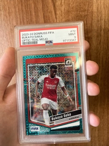 Bukayo Saka 2023 Panini Donruss FIFA Optic Teal Mojo Prizm /49